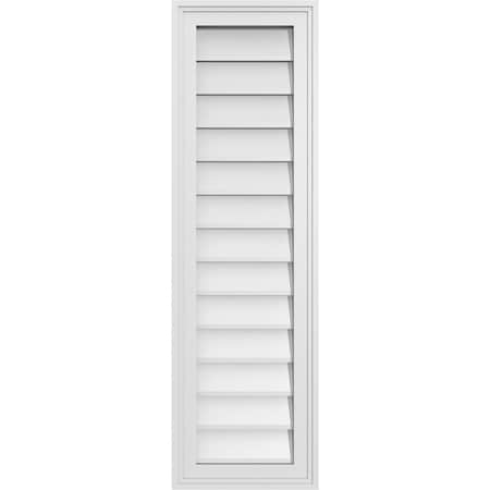 Ekena Millwork Vertical Surface Mount PVC Gable Vnt: Non-Functional, w/2"W x 1-1/2"H, Brickmould Frame, 12"W x 40"H GVPVE12X4002SN